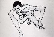 Egon Schiele, Self Portrait in crouching position